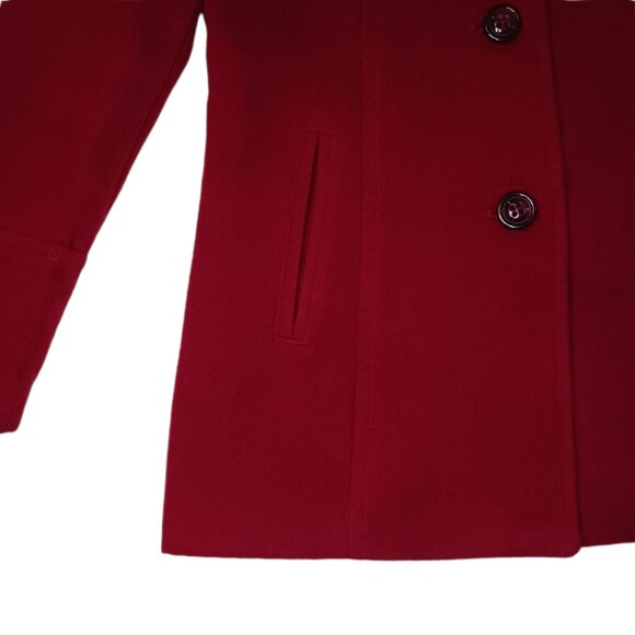 Covington Womens Small Pea Coat Red Button Front Closure Collared - Picture 10 of 11